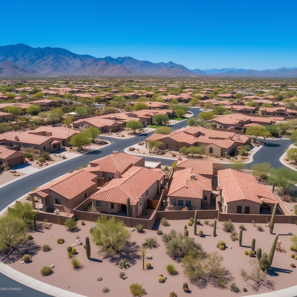 Aerial view of a Phoenix neighborhood